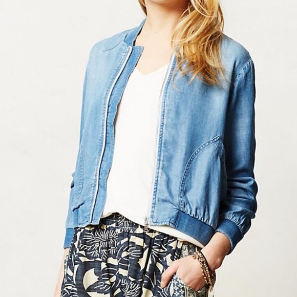 Anthropologie Jackets & Blazers - Cloth & Stone Anthropologie Chambray Bomber Jacket